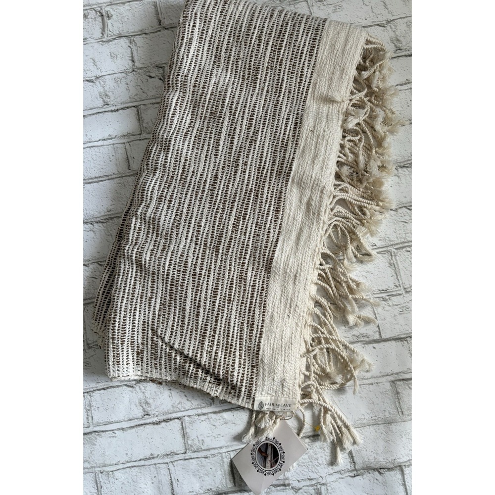 Fair Weave Cotton Hand Made In Cambodia Silk Road Cotton Cream/ Beige NWT